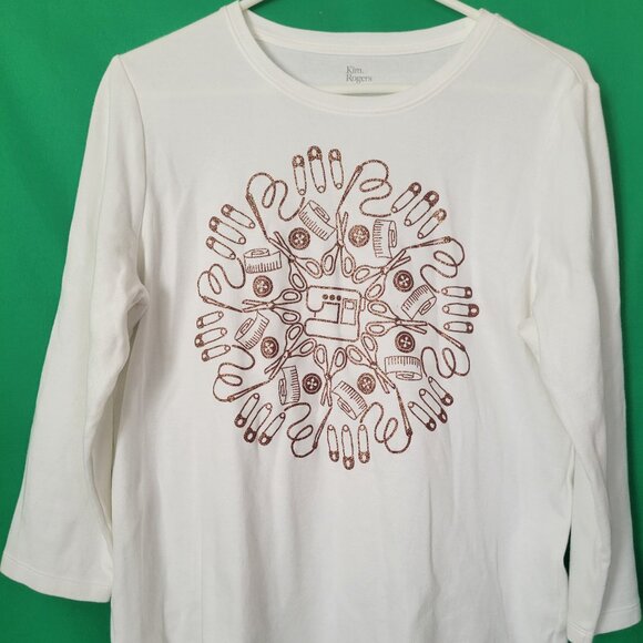 Kim Rogers Tops - Kim Rogers Perfectly Soft Tee Shirt M Sewing crafter design print cotton top